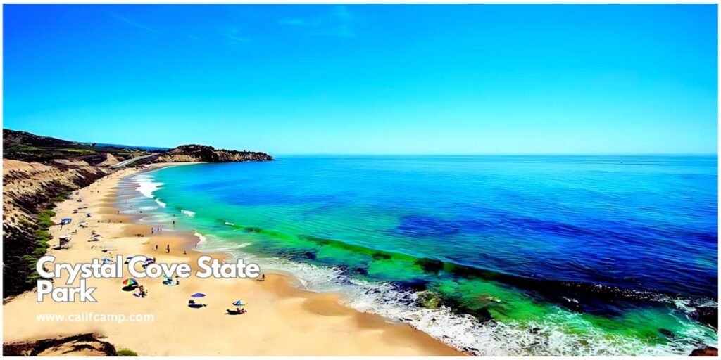 Crystal Cove State Park camp beach in California