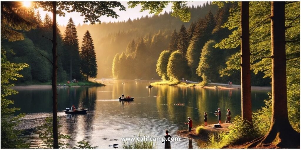 Fishing in lake