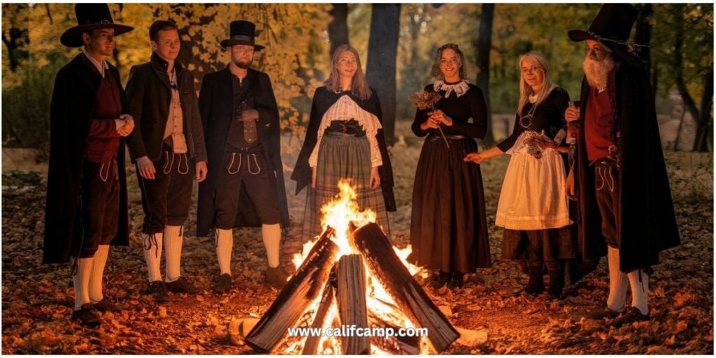 Halloween - people in traditional Samhain attire.